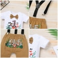 thumbnail image 6 of IBTOM CASTLE Baby Boy 1st Birthday Outfit Jungle Woodland Animal Romper + Bloomers + Suspenders 3PCS Clothes Set Photography 12-18 Months Khaki, 6 of 8