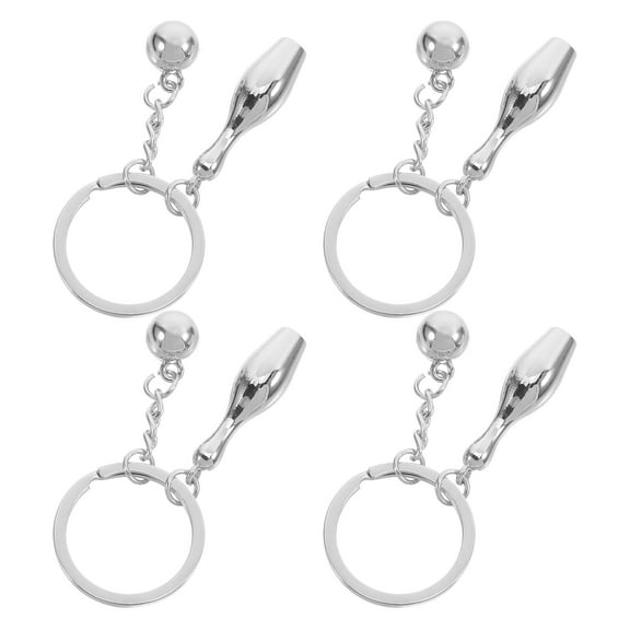 NICEXMAS 4 Pcs Bowling Keychain Bowling Souvenir Kids Key Lanyard Delicate Bowling Pendant Mini Baseball Silver 7.40X3.20X1.20CM