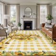 thumbnail image 2 of Area Rug 60×96in, Children's Day Cute Giraffe Floor Carpet Living Room Rug, Farm Sunflowers Yellow Plaid Non-Slip Welcome Mat Indoor Rugs for Bedroom Dining Room, 2 of 9