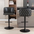 thumbnail image 3 of Swivel Bar Stools Set of 4, PU Leather Bar Stools with Back, 25"-33" Counter Height to Bar Height Adjustable Stool Chairs, for Kitchen Island Pub Dining Room (4Pcs, Dark Gray), 3 of 6