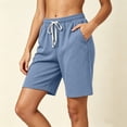thumbnail image 5 of TAGOLD Women Casual Pants Solid Color Knit Drawstring Elastic Waist Casual Shorts Functional Side Storage Pockets Light Summer Loungewear Bottoms, 5 of 5