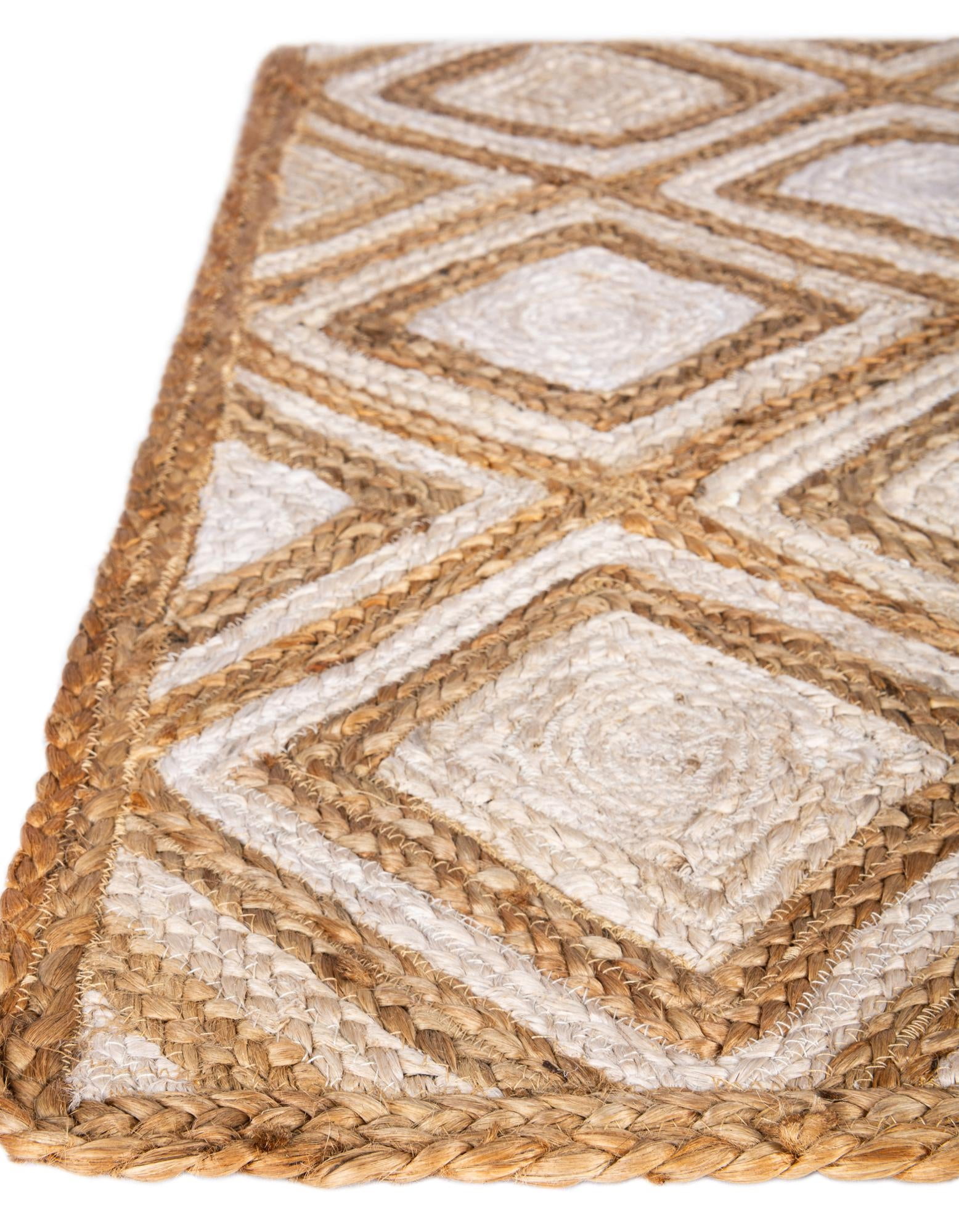 Unique Loom Braided Jute Collection Area Rug - Bengal (4' 1" x 6' 1" Rectangle Natural/Ivory)