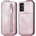 thumbnail image 3 of Zipper Wallet Case for Samsung Galaxy A14 5G with Card Holder Slot, PU Leather Adjustable Kickstand Flip Handbag Phone Cover for Samsung Galaxy A14 5G SDLL Rose Gold, 3 of 7