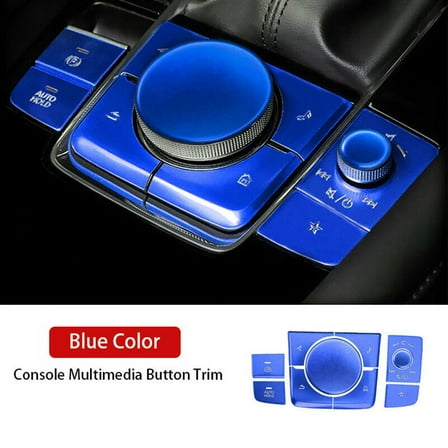 Aluminum Alloy Car Console Multimedia Button Cover Trim For Mazda 3 Cx30 Blue