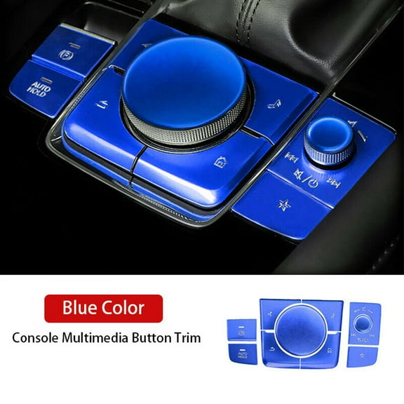 Aluminum Alloy Car Console Multimedia Button Cover Trim For Mazda 3 Cx30 Blue