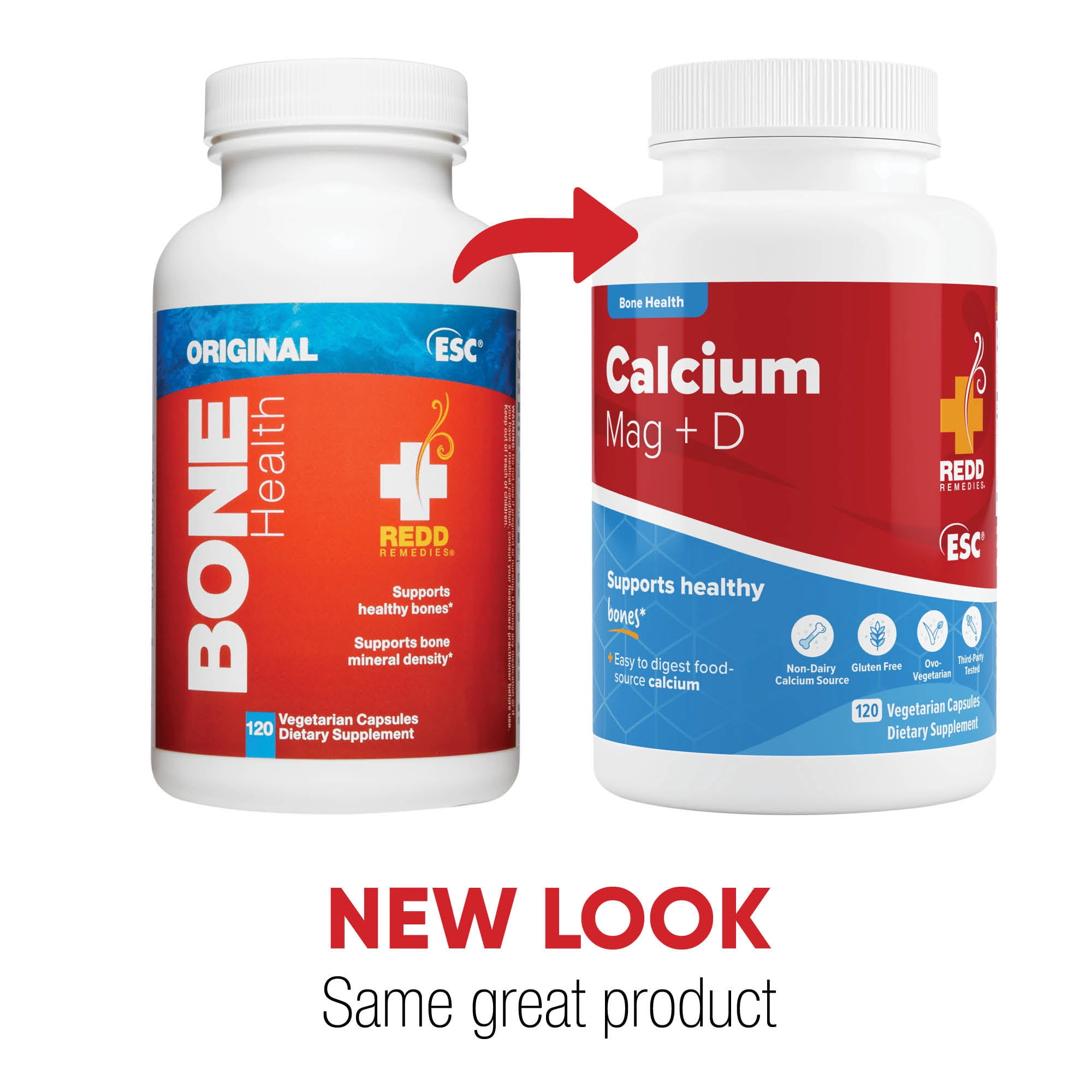 Redd Remedies Bone Health Calcium Mag + D 120 Vegetarian Capsules