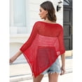 thumbnail image 6 of longantii Women Sheer Poncho Top Lightweight Beach Cover Up Summer Knit Mesh Shawl Red XL, 6 of 6