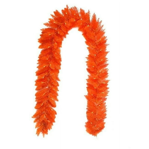 KSA 9' x 12" Pre-Lit Orange Artificial Christmas Garland, Orange Lights