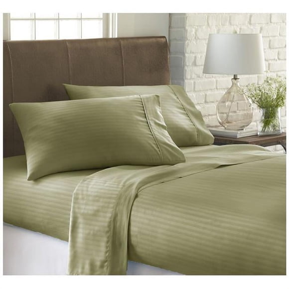 DDI 1941707 King Premium Embossed Stripe 4 Piece Sheet Set - Sage Case of 12