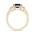 thumbnail image 2 of ANGARA Natural 1.55 Ct Sapphire Ring with Trio Diamond Accents in 14K Yellow Gold for Women (Size-8x6mm) | September Birthstone, Anniversary, Jewelry Gift for Women | Natural Sapphire Ring, 2 of 10