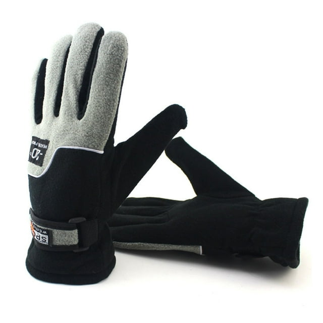 Minnieouse 1 par de guantes de esquí gruesos de invierno, guantes de esquí de nieve portátiles, mitones de mantenimiento cálidos a prueba de viento, guantes y mitones Hombre Negro Gris Minnieouse AP013075-04