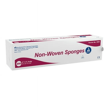 Dynarex Non-Woven Sponges 3252, 2" 200 Pack White