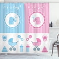 thumbnail image 1 of Ambesonne Animal Shower Curtain, Girl Boy, 69"Wx70"L, Pale Pink Blue, 1 of 3