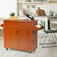 thumbnail image 2 of Giantex Kitchen Island Cart with Storage Cabinet on Wheels, Spice Rack Towel Rack & Drawer, Cherry, 2 of 8