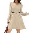 thumbnail image 3 of Vestido Estilo Babydoll Informal de Otoño con Cuello Cuadrado y Larga para Mujer. Albaricoque M, 3 of 7