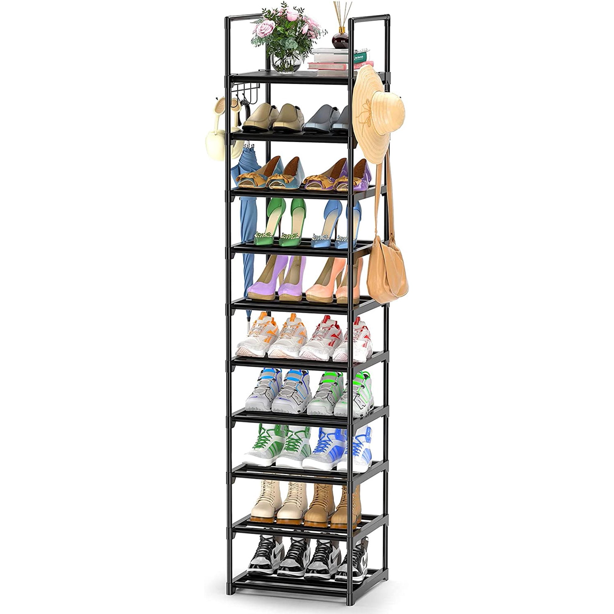10Tier Shoe Rack Organizer for Closet Entryway,Metal Iron Shoes Organizer,Stackable Shoe Shelf