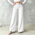 thumbnail image 2 of Edvintorg Womens Dress Pants Plus Size Fashion High Waisted Business Dressy Wide Leg Trousers With Buttons Women Work Pants White S, 2 of 7
