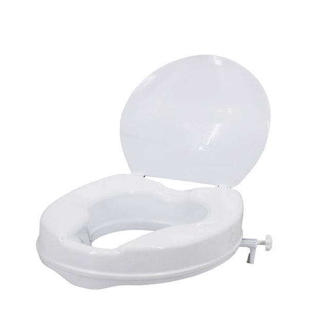 Gecheer 2 Inches High Rise Toilet Seat with Lid, 300 Lbs Capacity for Elongated Toilets (White