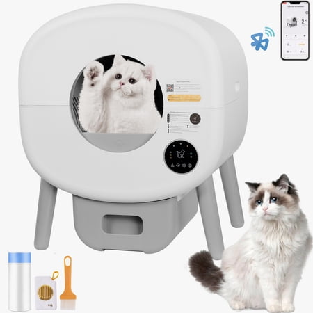 TAKOYI 100L Self-Cleaning Cat Litter Box, Automatic Litter Box for Multiple Cats, Large Electric Kitty Litter Box-APP Control, Odor-Free,Liner & Aromatherapy box