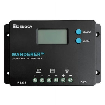 UPC: 0816360029953 | Renogy Wanderer 10 Amp 12V/24V PWM Negative Ground Solar Charge Controller Regulator Compatible with Bluetooth Module