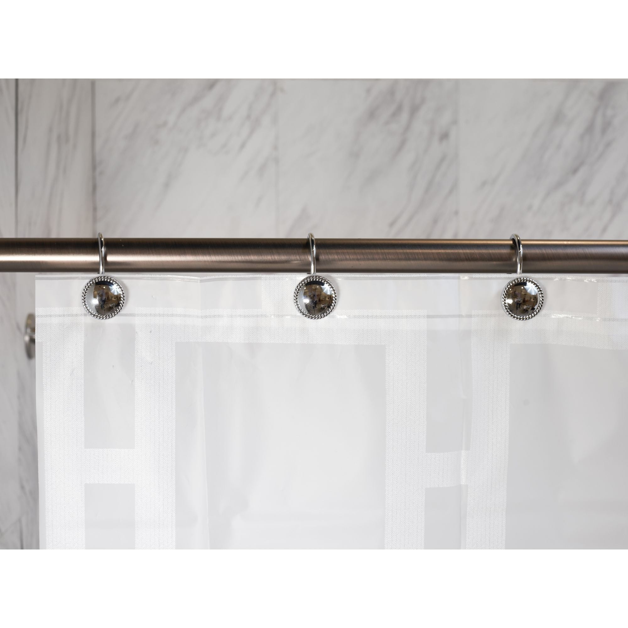 Elegant Home Fashions Bathroom Shower Curtain Hooks Set 12 Rope Chrome HK40121