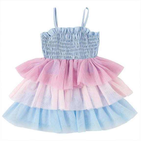 LYMAYTER Little Girls Halter Princess Dresses Kids Baby Birthday Party Skirt for 4-7 Years Toddler Summer Sweet Tutu Sundress Dress