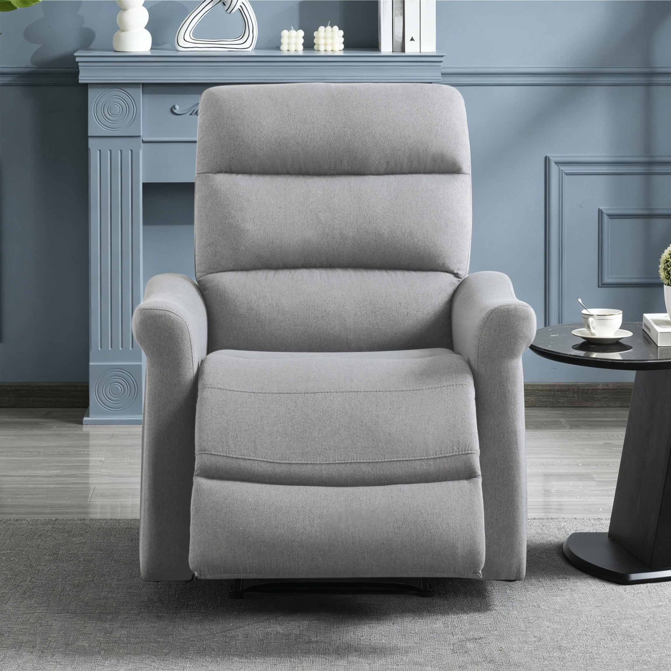Gewnee 31.89" Manual Recliner Chair, Adjustable Reclining Lounge Chair, Linen Upholstered Wood & Metal Frame Single Sofa Recliner for Living Room, Office, Light Grey