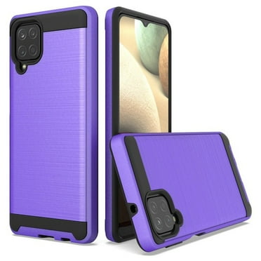 Brushed Textured Hybrid Armor Case for Samsung Galaxy A12 - Purple
