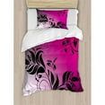 thumbnail image 3 of Floral Duvet Cover Set, Swirled Victorian Flower Branch Backdrop in Vibrant Tones Vintage Fantasy Print, Decorative 3 Piece Bedding Set with 2 Pillow Shams, King Size, Magenta Black, by Ambesonne, 3 of 3