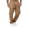 thumbnail image 2 of Diconna Men's Relaxed Fit Straight Leg Cargo Pants Cotton Trousers Long Pants with Pockets Khaki L, 2 of 6