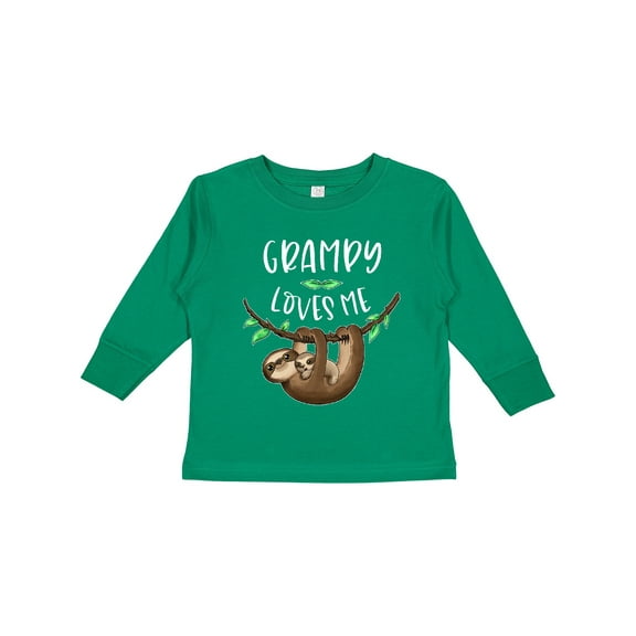 Inktastic Grampy Loves Me Cute Sloth and Baby Boys or Girls Long Sleeve Toddler T-Shirt