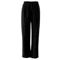 thumbnail image 5 of Women Cotton Pocket Cropped Straight Leg Crop Pants Ladies Casual Long Loose Pant Slacks Cozy Daily Female Bottoms Black L, 5 of 5