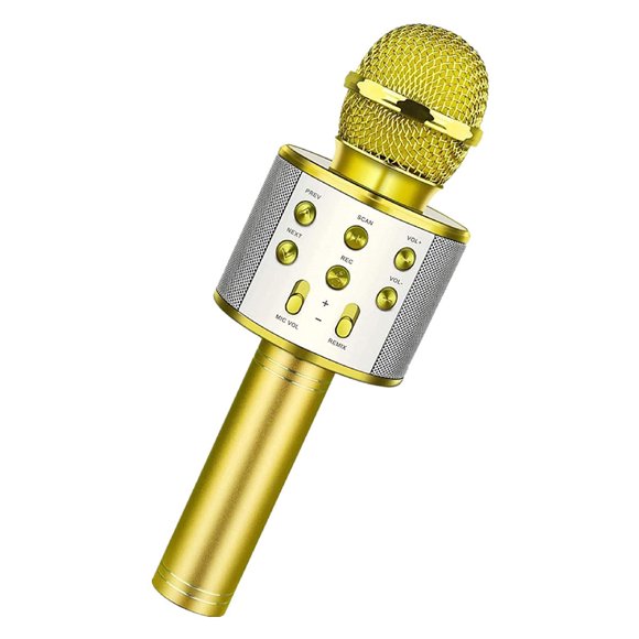 Peggybuy Karaoke Microphone, Handheld Karaoke Speaker for Android/Apple (Yellow)