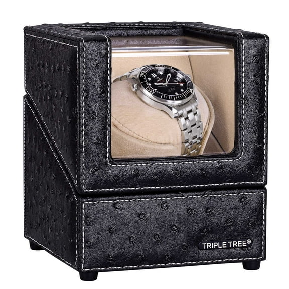 Single Watch Winder for Automatic Watches, with Super Quiet Motor, 4 Rotation Mode Setting, Flexible Plush Pillow Fit Lady and Man Watches