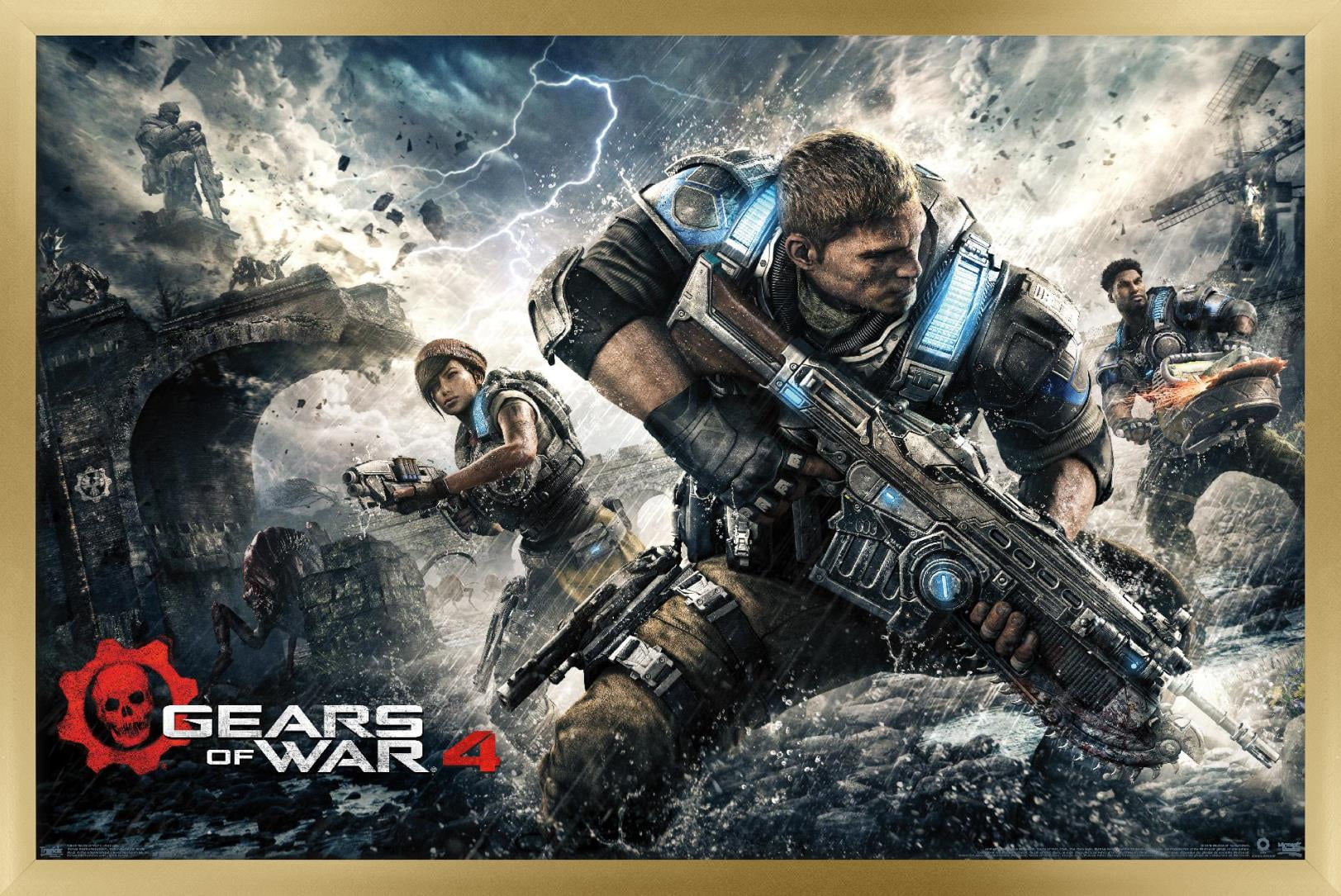 Gears of War 4 Key Art Wall Poster, 14.725" x 22.375", Framed