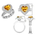 thumbnail image 3 of Dazzlingrock Collection 8mm Heart Citrine & Round White Diamond Double Halo Engagement Ring Set for Women (0.65 ctw, Color I-J, Color I1-I2) in 18K White Gold, Size 9, 3 of 5