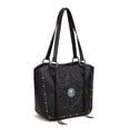 thumbnail image 4 of Montana West Vintage Western Tooling Tote Bag & Wallet Set for Women | Studded Top Handle Shoulder Handbag, Black, 4 of 7