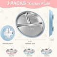 thumbnail image 4 of CLEANCOOLStainless Steel Toddler Plates Silicone Suction,3 Packs Non-Slip Baby Plates,Divided Portion,Food-Grade Silicone Plate for Kids,LEAD-FREE Dishwasher Safe, Green Blue Pink, 4 of 10
