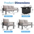 thumbnail image 5 of LazySunsets 5 Piece Aluminum Patio Furniture Set, 7-Seat Oversized Outdoor Sectional with Fire Pit Table, Light Gray, 5 of 9