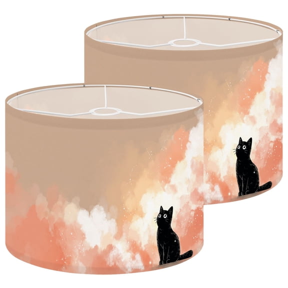 Boho Lampshades 2 Pack Minimalist Black Cat Pastel Dreamscape Shimmering Stars 13"x13"x10" Light Shade for Table Lamps Floor Lamp Shades Lampshade Replacement Easy Assembly