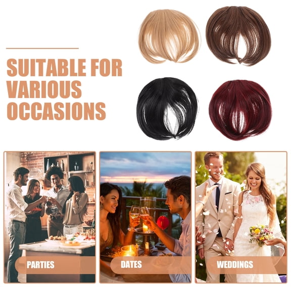 LEXSOMEO 4pcs Clip in Bangs Clip Women Hair Extensions Hair Fringe Hairpiece Fake Bang Wig
