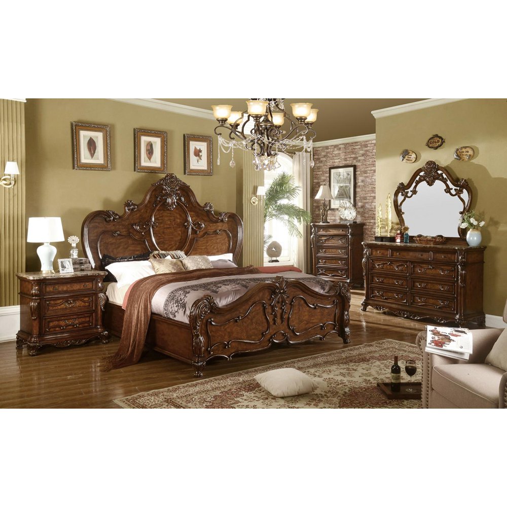 Traditional Cherry Oak Queen Size Bedroom Set 5 Pcs B7189 Mcferran