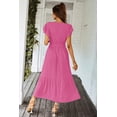 thumbnail image 3 of Vestido cruzado con escote en V, cinturón floral pequeño PRETTYGARDEN, 3 of 7
