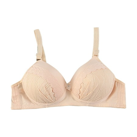 

LEEy-World Lingerie for Women Padded Women Crop Floral Lingerie Bra Top Strappy Underwear Sheer Lace Bralette Beige 95C