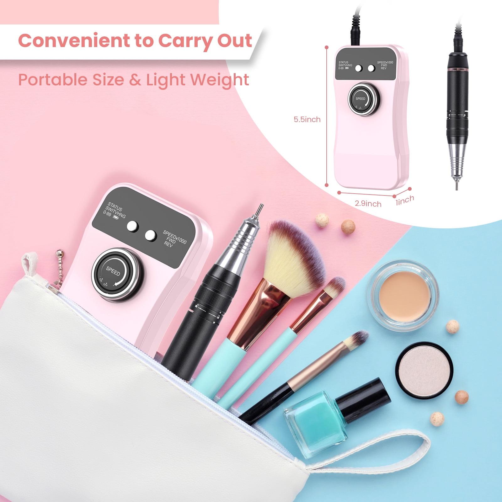 NEXPURE Portable Nail Drill Professional 35000 RPM for Acrylic Nails Gel Polishing Removing