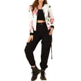 thumbnail image 3 of INSPIRE CHIC Women's Bomber Jacket Slim Fit Lightweight Zip Up Jacket XL White Pink, 3 of 9