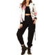 thumbnail image 2 of Chaqueta bomber para mujer Inspire Chic, corte slim, ligera, con cierre, talla XL, blanca y rosa, 2 of 8