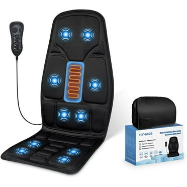 Back Massager with Heat for Pain Relief, Back Massage Chair Pad, Chair Massager for Full Body Massage, Deep Tissue Vibration Massager with 2 Adapters, Chair Massage for Office and Recliner