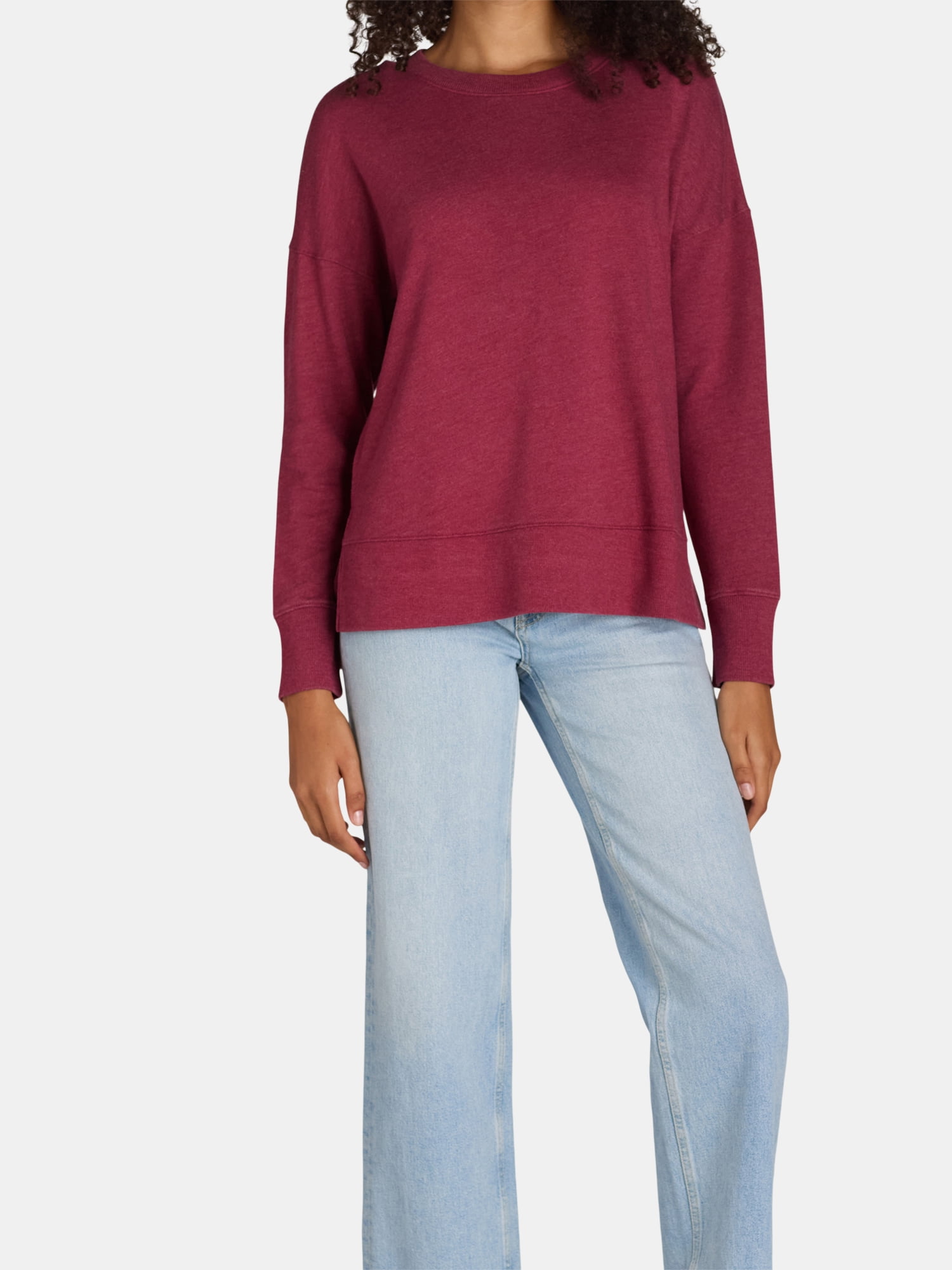 Time and Tru Women's Tunic Sweatshirt with High-Low Hem, Sizes XS -4X