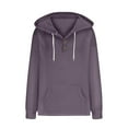 thumbnail image 4 of Womens Hoodies Long Sleeve Kangaroo Pocket Fashion Loose Sweatshirt Fall Comfortable Pullover Daily Sweatshirts Purple XXL, 4 of 5